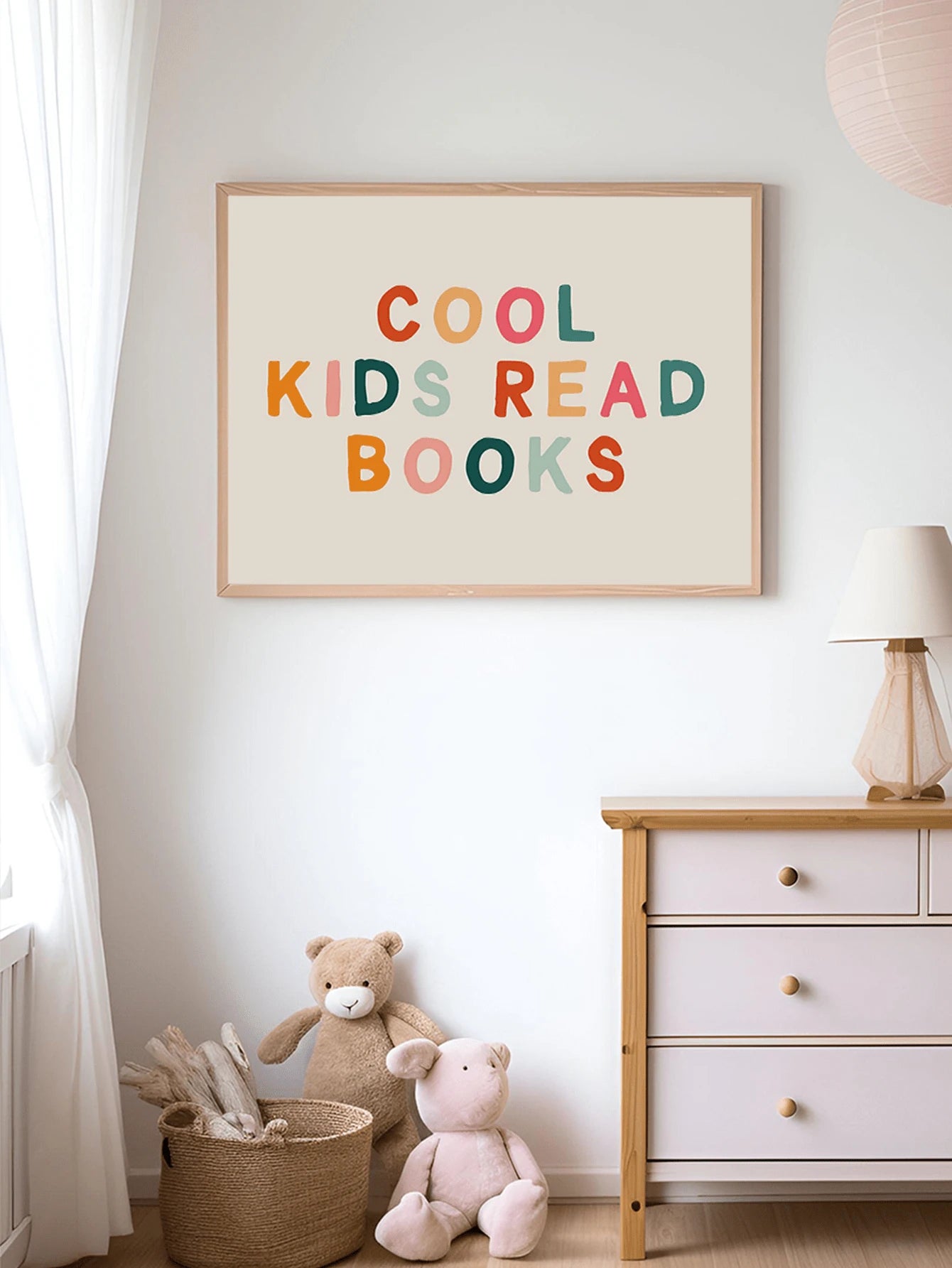 1pc Framed Canvas Painting, Bohemian Style Wall Art, Baby Room Wall Art, Baby Room Decor, Wall Decor Poster, Inspirational Printed Wall Art