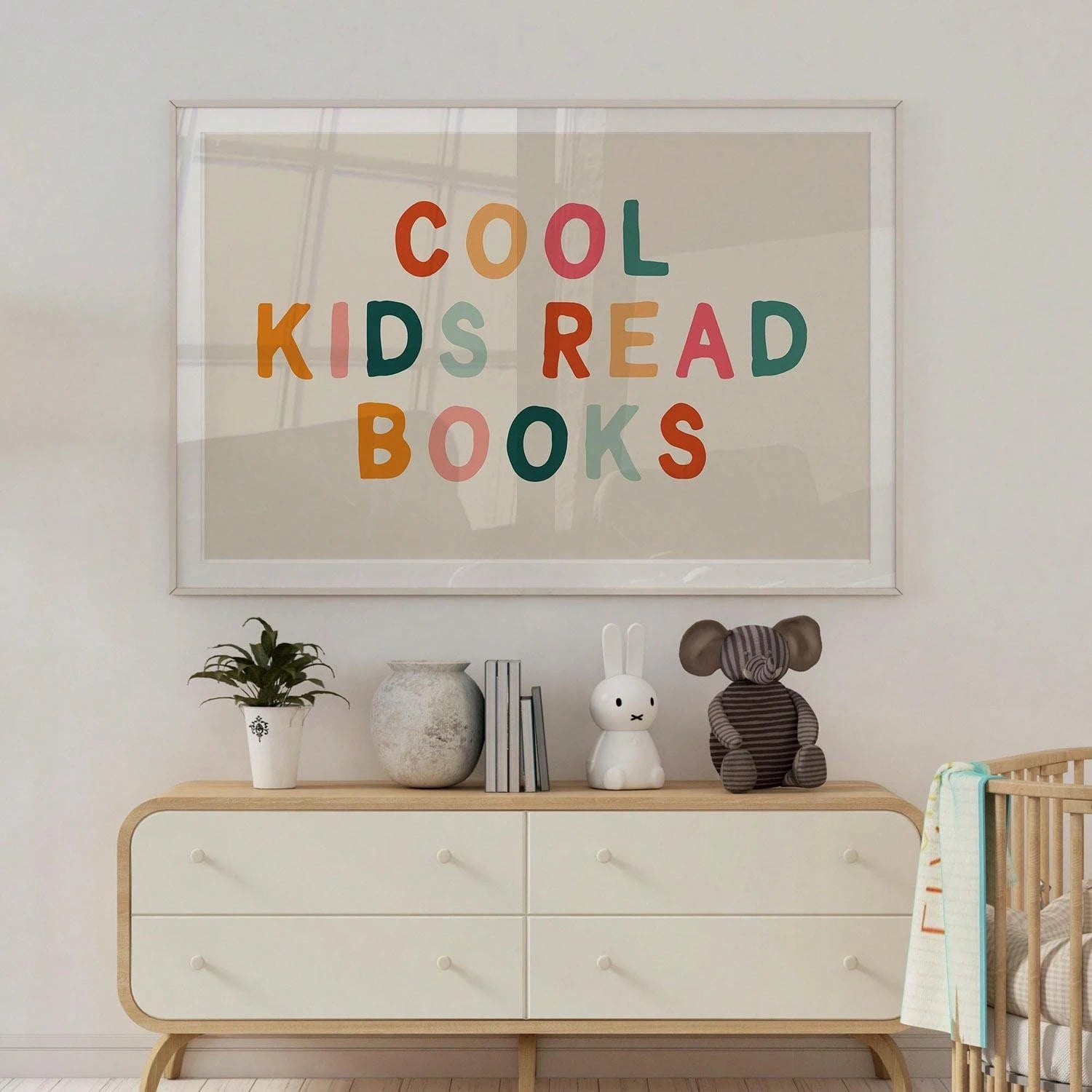 1pc Framed Canvas Painting, Bohemian Style Wall Art, Baby Room Wall Art, Baby Room Decor, Wall Decor Poster, Inspirational Printed Wall Art