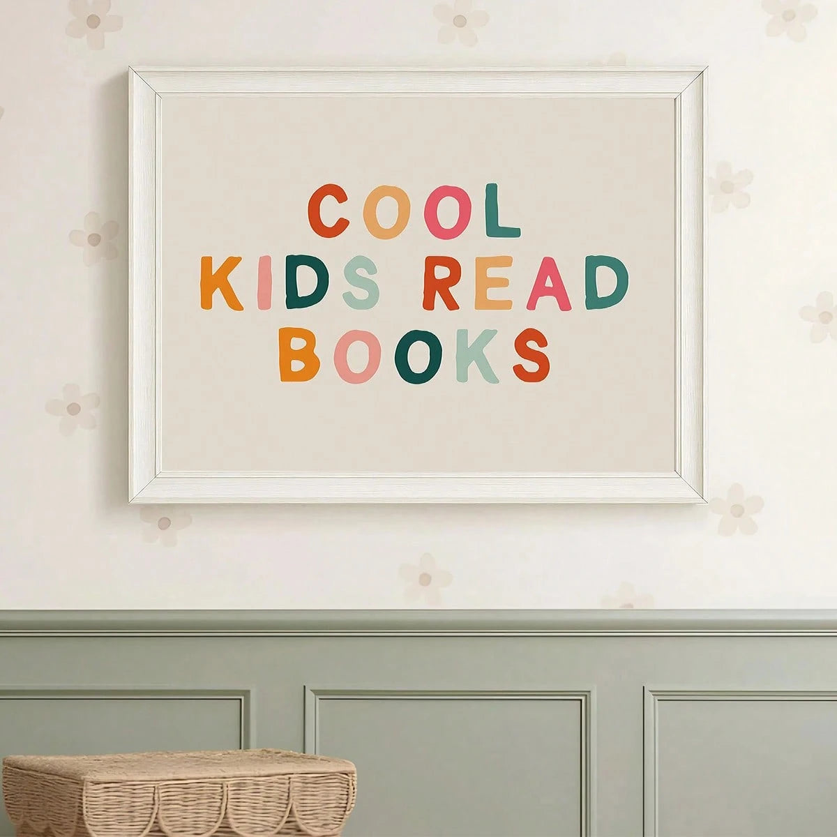 1pc Framed Canvas Painting, Bohemian Style Wall Art, Baby Room Wall Art, Baby Room Decor, Wall Decor Poster, Inspirational Printed Wall Art