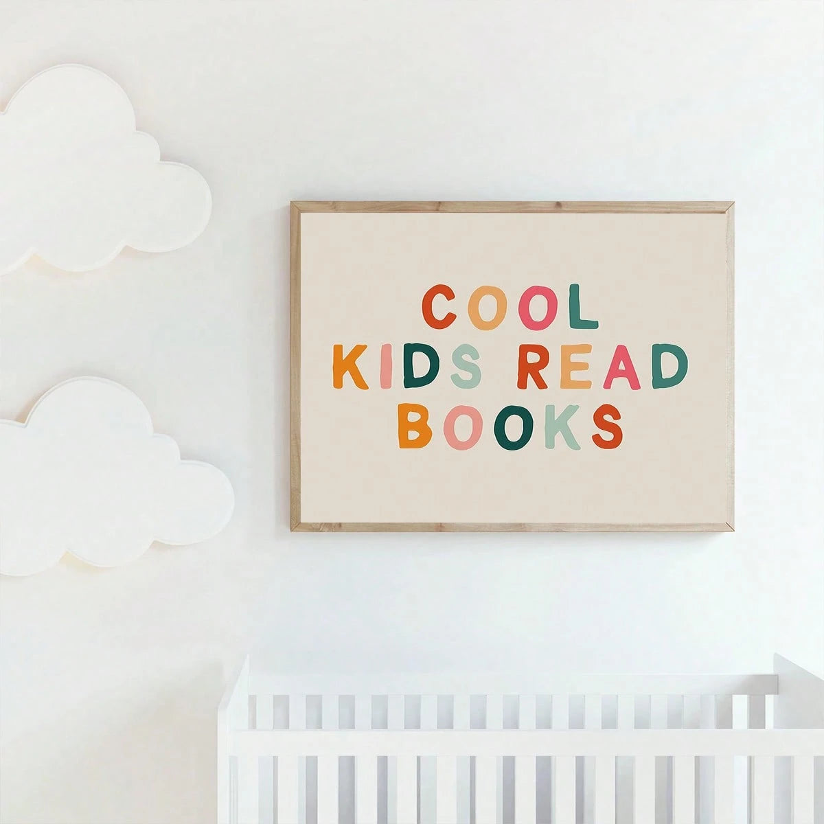 1pc Framed Canvas Painting, Bohemian Style Wall Art, Baby Room Wall Art, Baby Room Decor, Wall Decor Poster, Inspirational Printed Wall Art