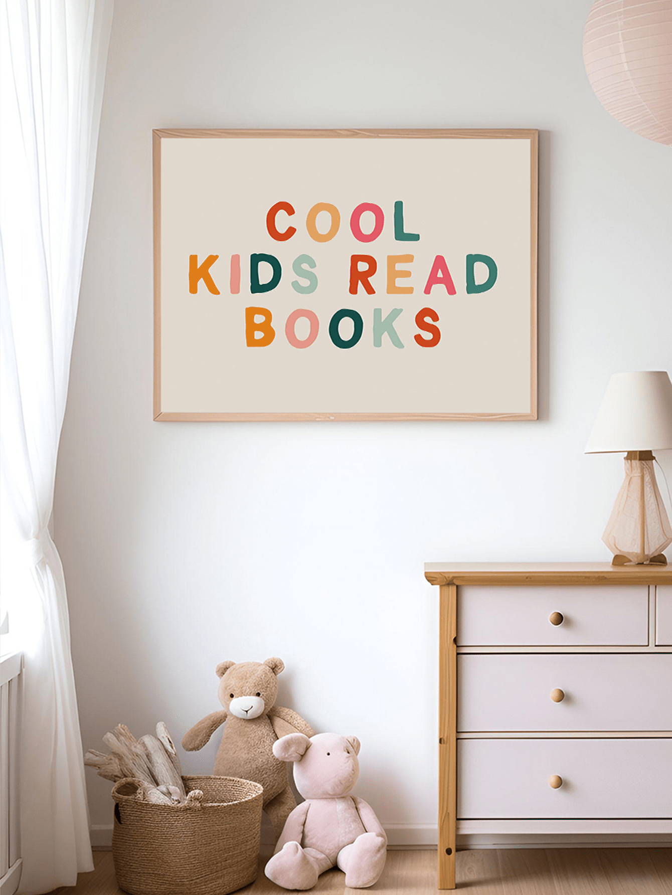 1pc Framed Canvas Painting, Bohemian Style Wall Art, Baby Room Wall Art, Baby Room Decor, Wall Decor Poster, Inspirational Printed Wall Art
