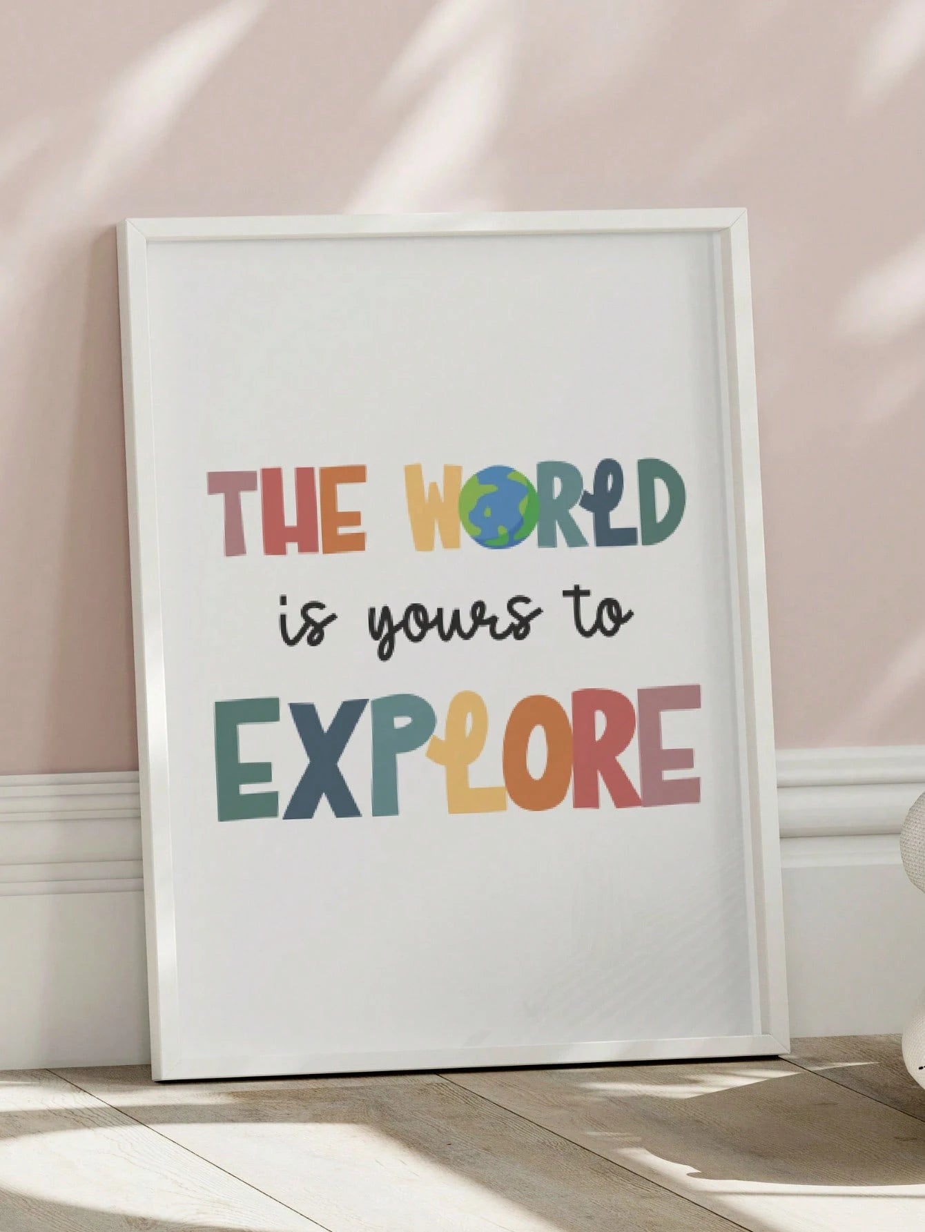 1pc Framed Canvas Wall Art Decor For Baby Nursery, Bohemian Style: The World Awaits Your Exploration, Kids Room Wall Decor, Game Room Poster, Classroom Sign, Adventure Theme Poster, Inspirational Post