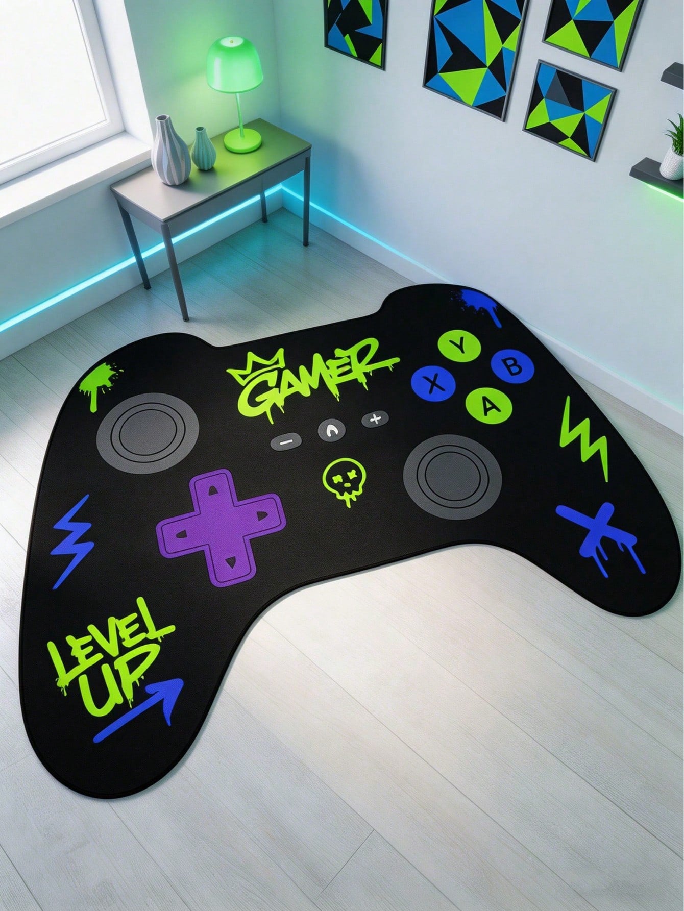 1pc Game Controller Shaped Rug, Cute Gaming Mat, Decorative Carpet, Bedroom Decor, Small Rug, Carpet, Home Decor, Outdoor Rug, Washable Rug, Graduation/Mother's Day Gift
