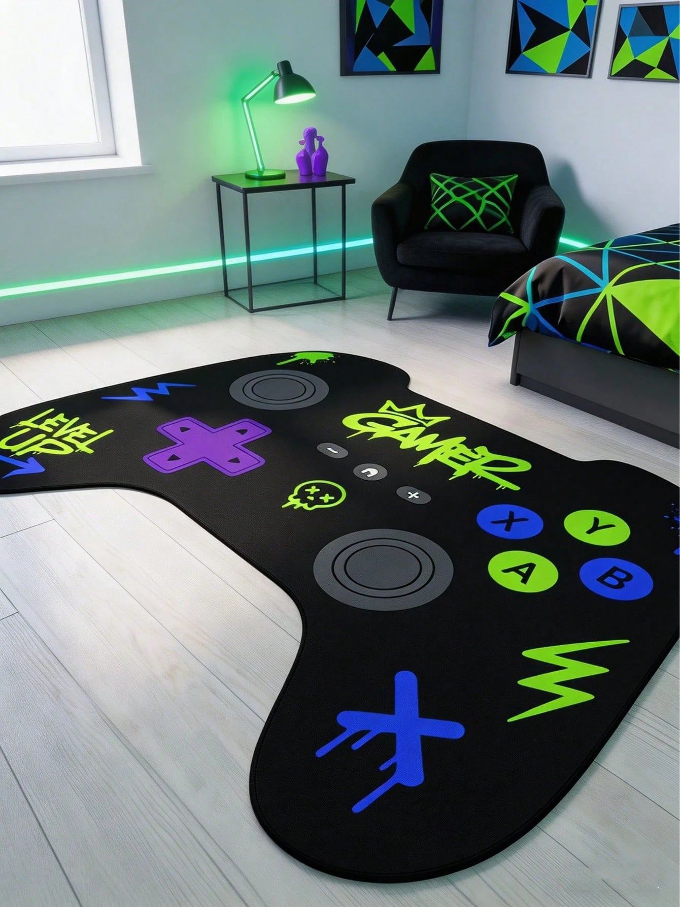 1pc Game Controller Shaped Rug, Cute Gaming Mat, Decorative Carpet, Bedroom Decor, Small Rug, Carpet, Home Decor, Outdoor Rug, Washable Rug, Graduation/Mother's Day Gift