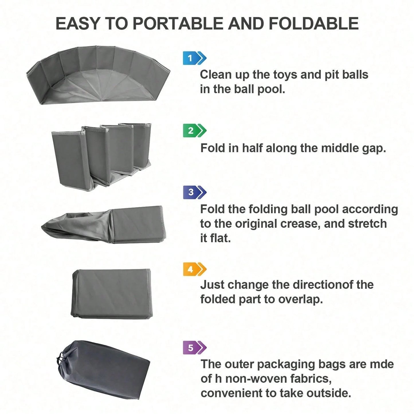 1Pc Gray Minimalist Foldable Baby Ball Pit NOT Included Balls Multi-Purpose Portable Baby Pet Ball Pool Gift For Baby Boys Girls