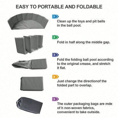 1Pc Gray Minimalist Foldable Baby Ball Pit NOT Included Balls Multi-Purpose Portable Baby Pet Ball Pool Gift For Baby Boys Girls