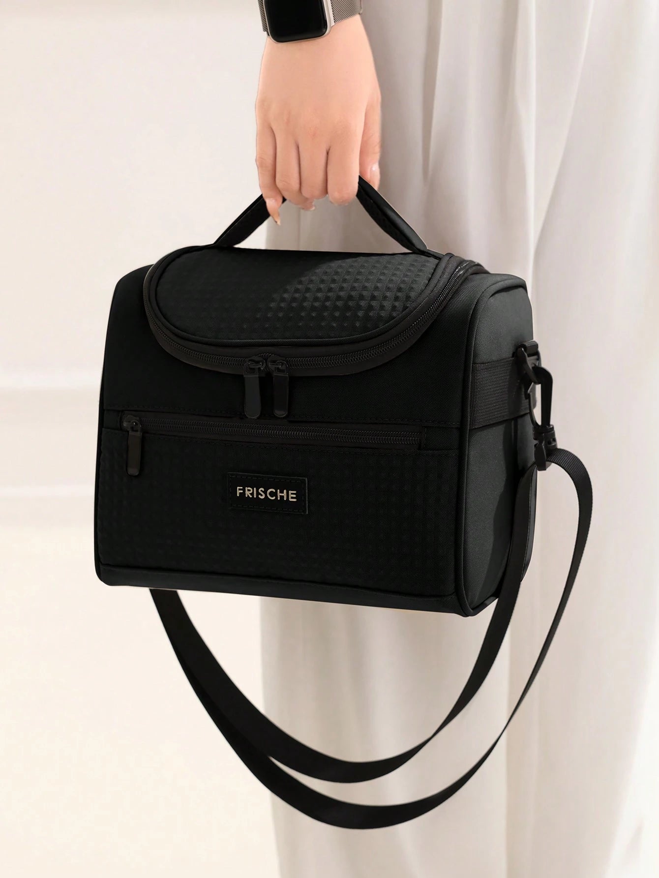 1pc Insulated Lunch Bag, 8L Large Capacity Waterproof Leak-Proof Lunch Tote Bag Portable Cooler Bag, Thickened Shoulder Strap Picnic Cooler Bag- Reusable, Adjustable Shoulder Strap, With Handle And Z
