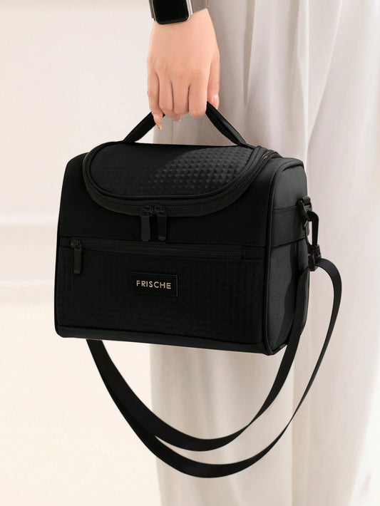 1pc Insulated Lunch Bag, 8L Large Capacity Waterproof Leak-Proof Lunch Tote Bag Portable Cooler Bag, Thickened Shoulder Strap Picnic Cooler Bag- Reusable, Adjustable Shoulder Strap, With Handle And Z