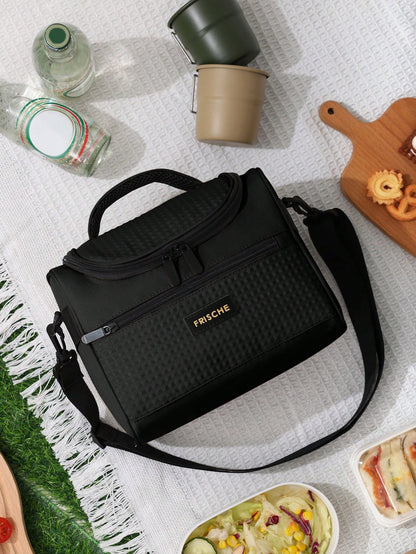 1pc Insulated Lunch Bag, 8L Large Capacity Waterproof Leak-Proof Lunch Tote Bag Portable Cooler Bag, Thickened Shoulder Strap Picnic Cooler Bag- Reusable, Adjustable Shoulder Strap, With Handle And Z