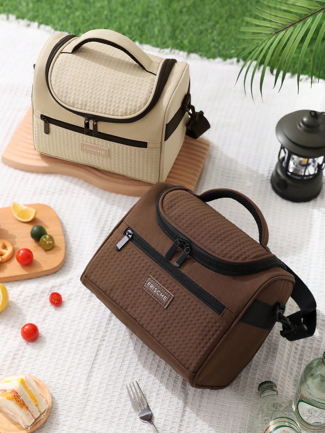 1pc Insulated Lunch Bag, 8L Large Capacity Waterproof Leak-Proof Lunch Tote Bag Portable Cooler Bag, Thickened Shoulder Strap Picnic Cooler Bag- Reusable, Adjustable Shoulder Strap, With Handle And Z