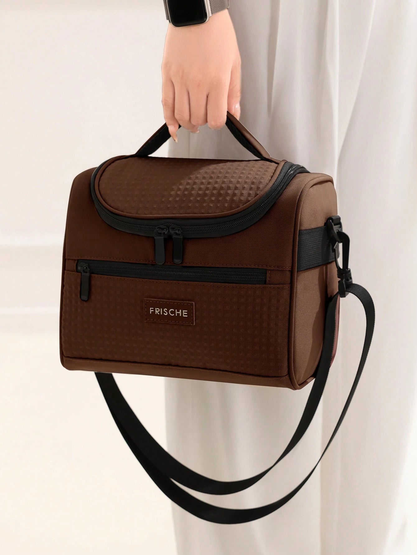 1pc Insulated Lunch Bag, 8L Large Capacity Waterproof Leak-Proof Lunch Tote Bag Portable Cooler Bag, Thickened Shoulder Strap Picnic Cooler Bag- Reusable, Adjustable Shoulder Strap, With Handle And Z