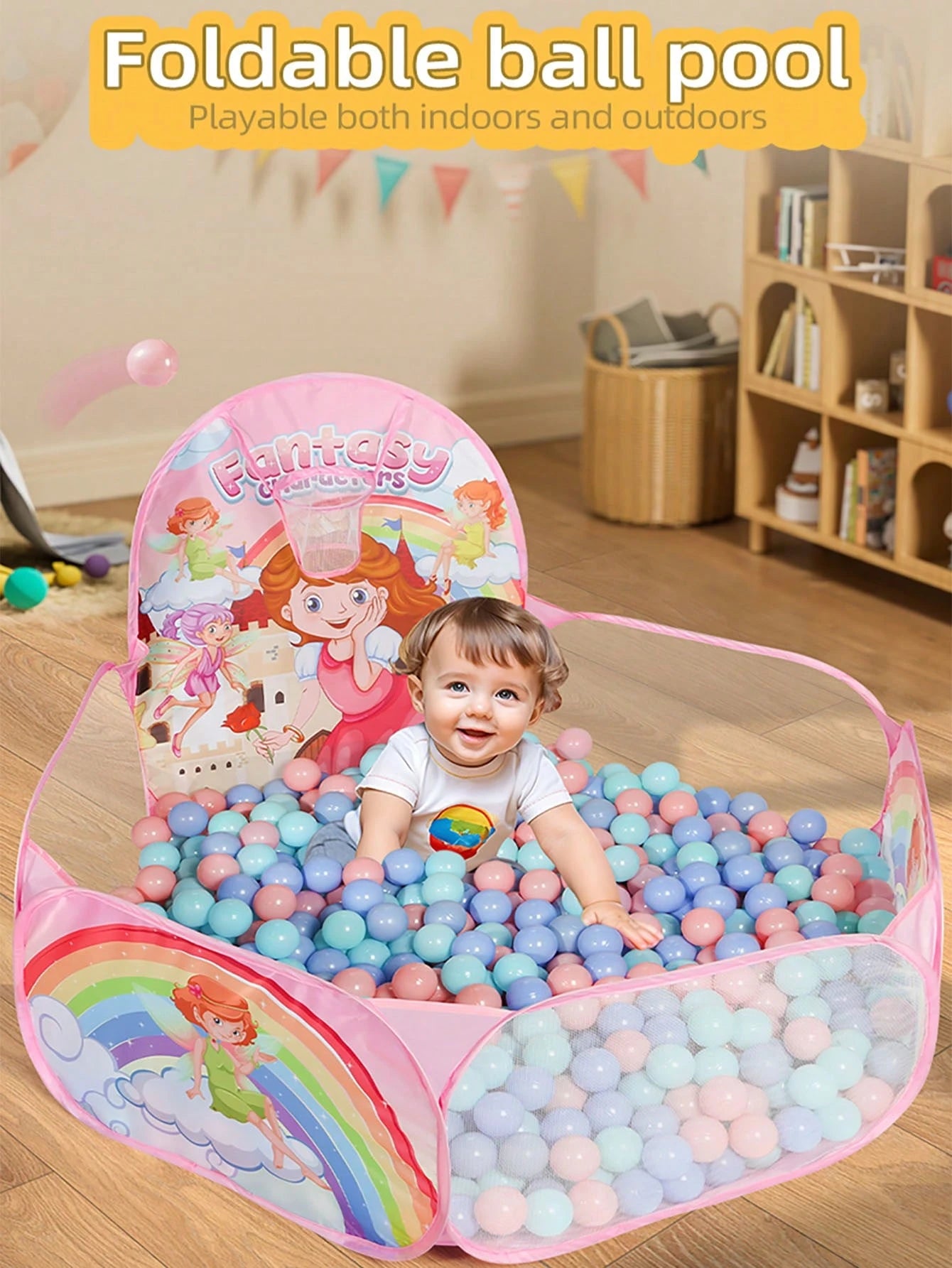 1pc Interactive Parent-Child Basketball Ball Pit, Foldable Portable One-Click Storage, Boys Girls Back To School Halloween Christmas Thanksgiving Gift, Children Toys, Baby Toys (Balls Not Included)