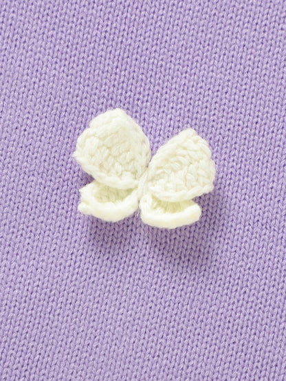 1pc Knitted Baby Blanket With Exquisite 3D Bow Decor, Sweet Baby Swaddle Blanket, Casual Minimalistic Design, Suitable For All Seasons
