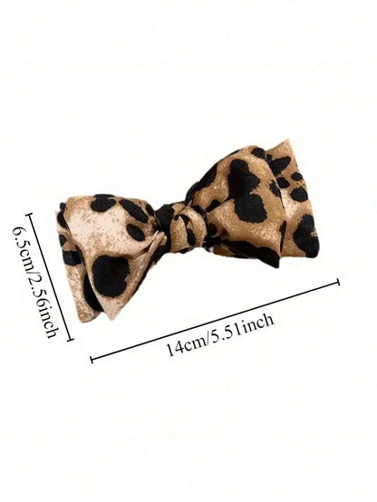 1pc Leopard Print Bow Hair Clip, Suitable For Daily Wear, Practical And Easy To Use, Exquisite Design, Can Fix Ponytail Hairstyle. New Fashion High Top Ponytail Hair Clip, Suitable For High-End Occasi