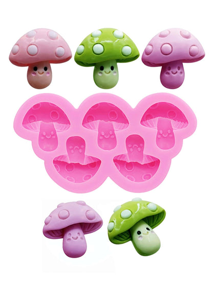 1pc Liquid Silicone Mold, Mini Realistic Cartoon Mushroom Jewelry Accessory Mold, DIY Clay Silicone Mold For Hollow Out Clogs Charms, Jewelry Making, Clothing Decoration