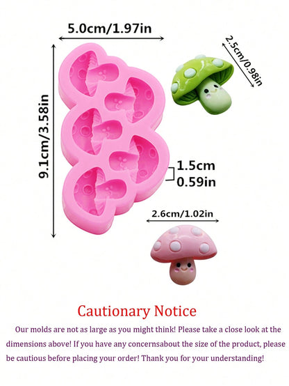 1pc Liquid Silicone Mold, Mini Realistic Cartoon Mushroom Jewelry Accessory Mold, DIY Clay Silicone Mold For Hollow Out Clogs Charms, Jewelry Making, Clothing Decoration
