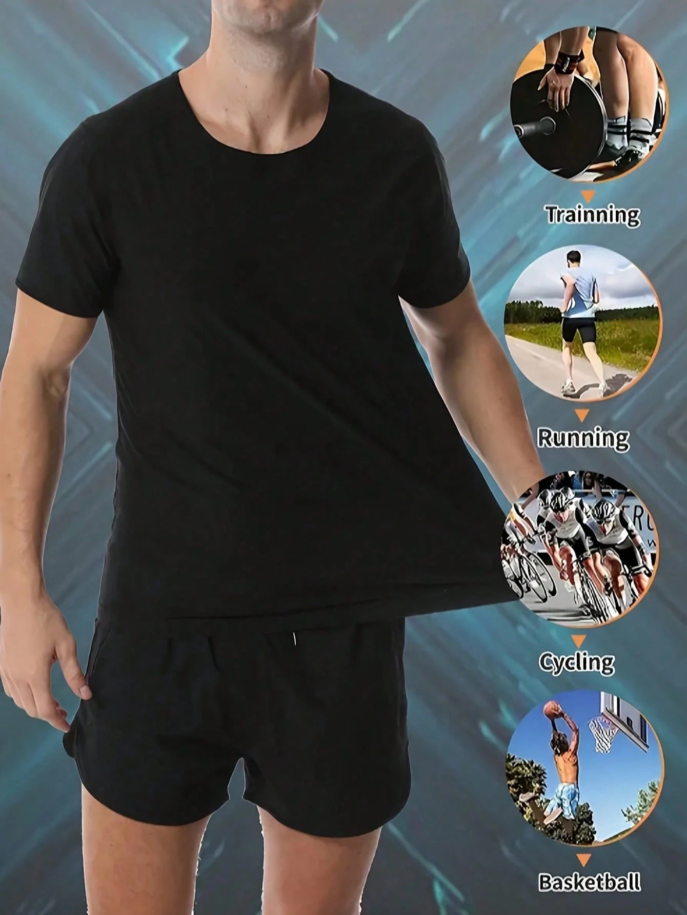 1pc Men's Sweat Enhancing Short Sleeve Shirt, Silver Lining Insulation, Temperature Locking Sweat Boosting Fitness Top Spring Sports Fall