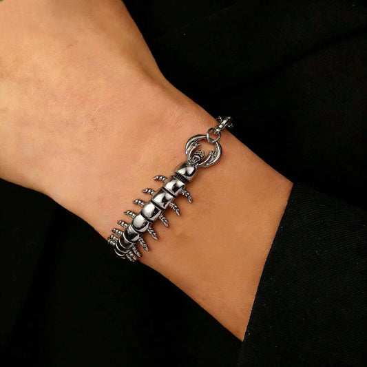 1pc Men's Unique 3D Centipede Bracelet, Suitable For Daily Wear