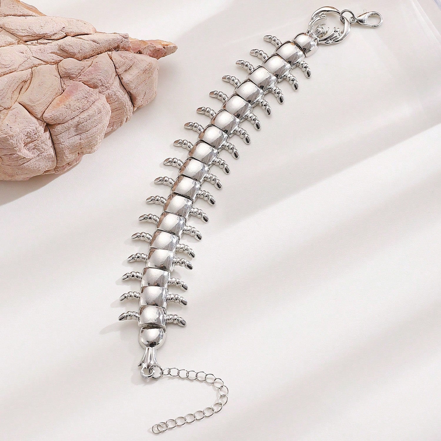 1pc Men's Unique 3D Centipede Bracelet, Suitable For Daily Wear