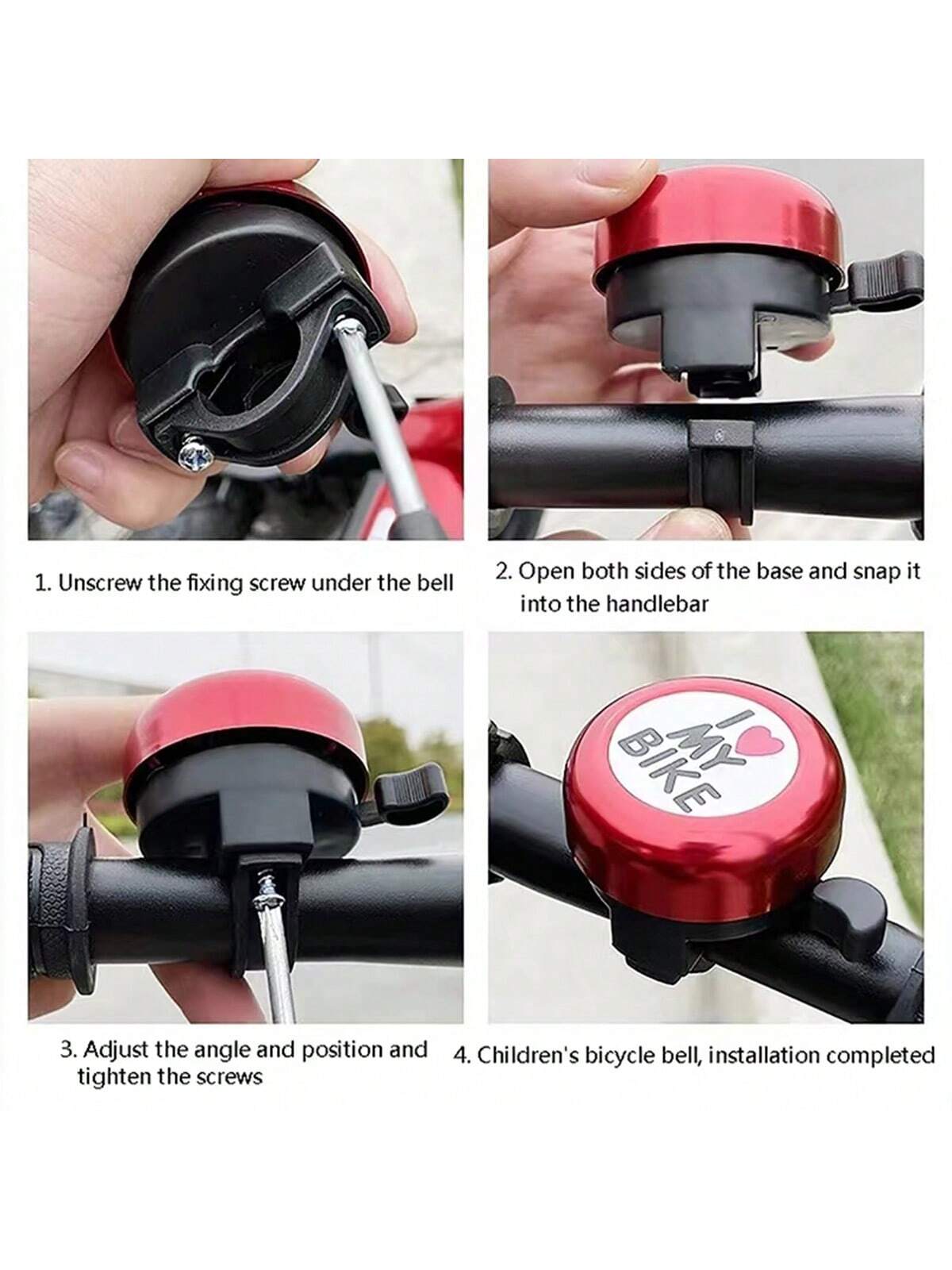 1pc Mini Bicycle Bell "I Love Cycling" Slogan, Loud Alloy Ring, Suitable For Mountain Bike & Road Bike, Cycling Accessories