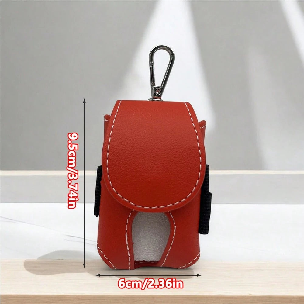 1pc Mini Faux Leather Golf Ball Pouch With Keychain, Portable Waist-Hanging Golf Ball Bag, Waterproof Golf Ball Storage Bag And Club Holder, Golf Ball Seat Storage Sleeve, Unisex Golf Bag, Golf Access