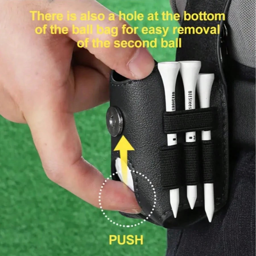 1pc Mini Faux Leather Golf Ball Pouch With Keychain, Portable Waist-Hanging Golf Ball Bag, Waterproof Golf Ball Storage Bag And Club Holder, Golf Ball Seat Storage Sleeve, Unisex Golf Bag, Golf Access