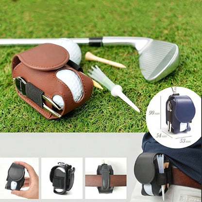 1pc Mini Faux Leather Golf Ball Pouch With Keychain, Portable Waist-Hanging Golf Ball Bag, Waterproof Golf Ball Storage Bag And Club Holder, Golf Ball Seat Storage Sleeve, Unisex Golf Bag, Golf Access