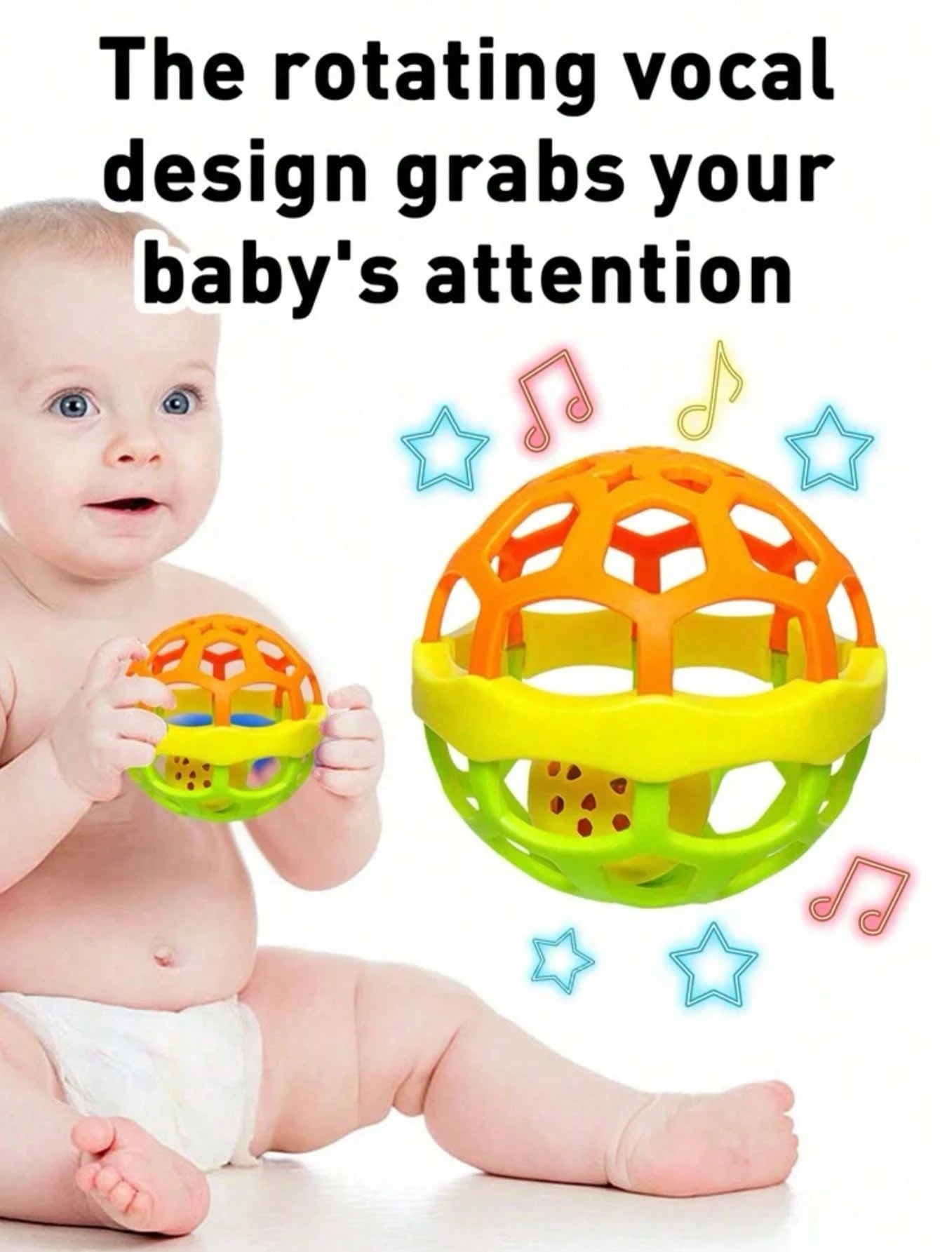 1pc Montessori Toy Sensory Ball Baby Texture Hand Bell Rattle Ball, Baby Rattle Toy, Early Educational Birthday Gift For Baby And Toddler (Some Parts Will Be Sent Randomly)