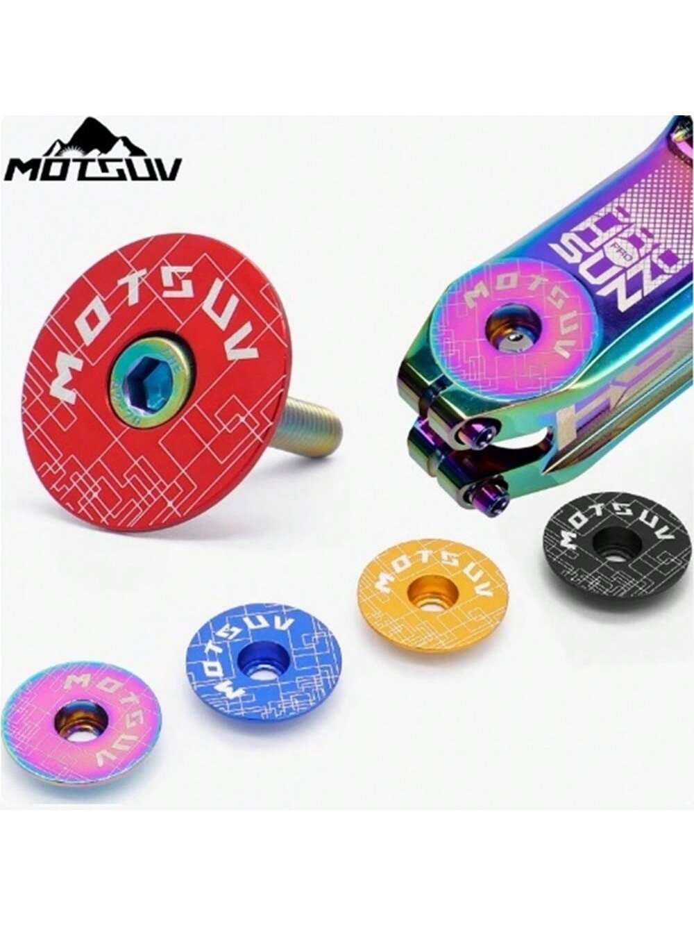 1pc Mountain Bike Handle Bar Top Cover Screw, Road Bike Front Fork Crown Aluminum Alloy Headset Top Cap Cover Electroplated Color Replacement Parts