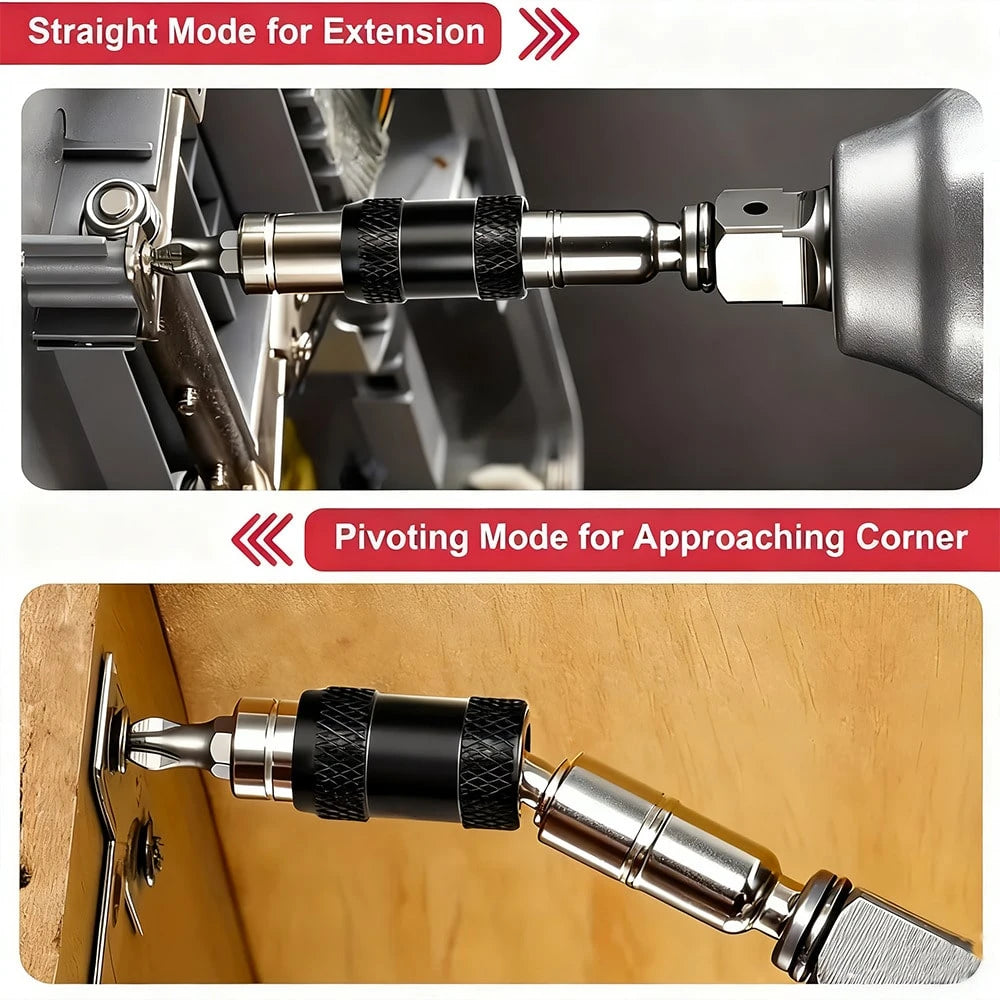 1pc Multi-Angle Extension Rod, Electric Drill Extension Connecting Rod, Universal Crank-Drill Bit Holder Magnetic Rotating Drill Bit Tip Holder Kit, 1/4" Drill Bit Extension Shaft