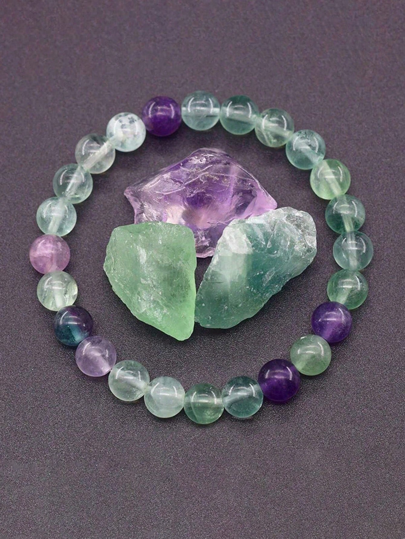 1pc Natural Stones Fluorite Healing Energy Bracelet Balance, Intuition, Calming & Protection, Yoga Meditation Spiritual Jewelry For Women Men