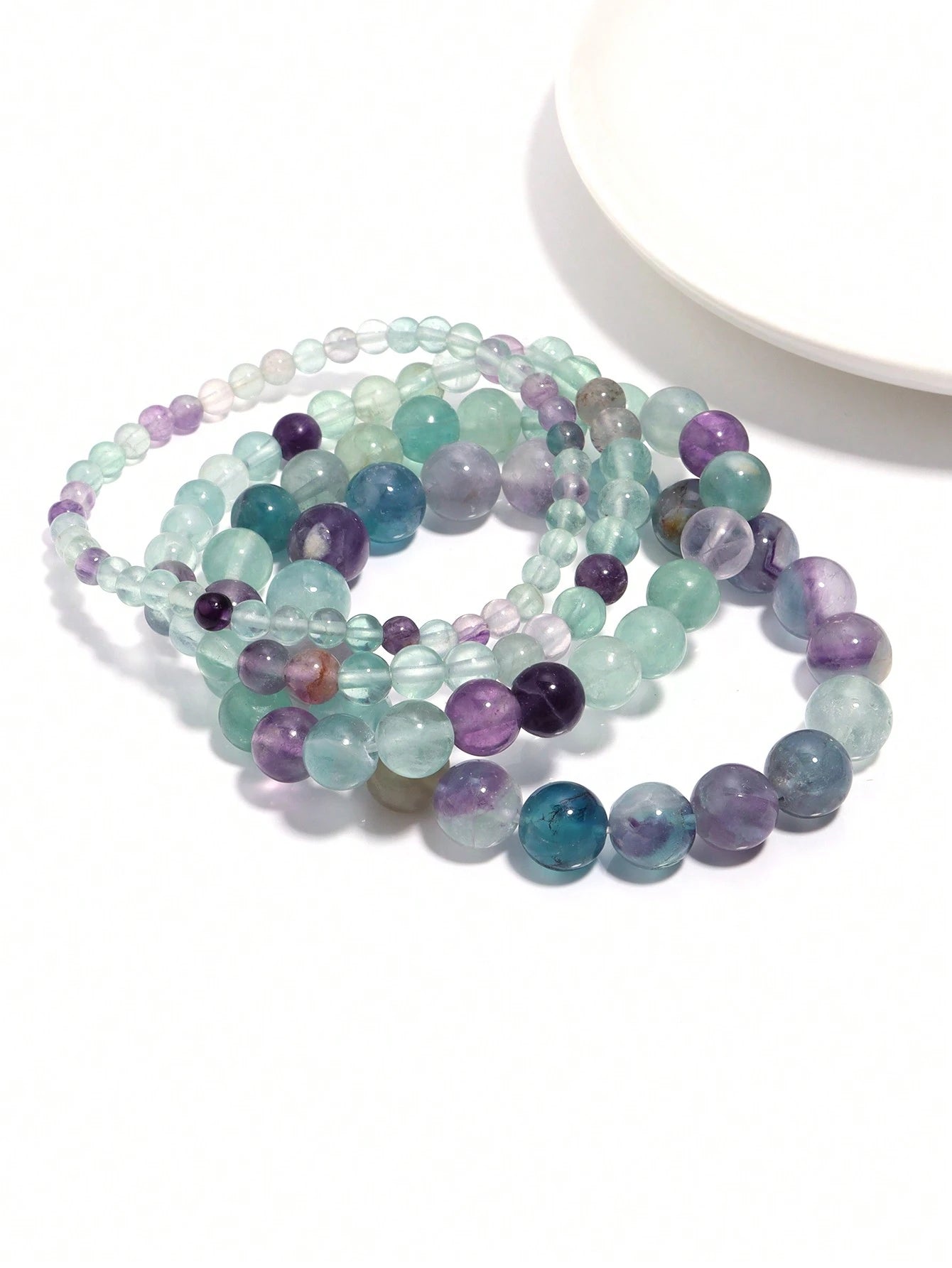 1pc Natural Stones Fluorite Healing Energy Bracelet Balance, Intuition, Calming & Protection, Yoga Meditation Spiritual Jewelry For Women Men
