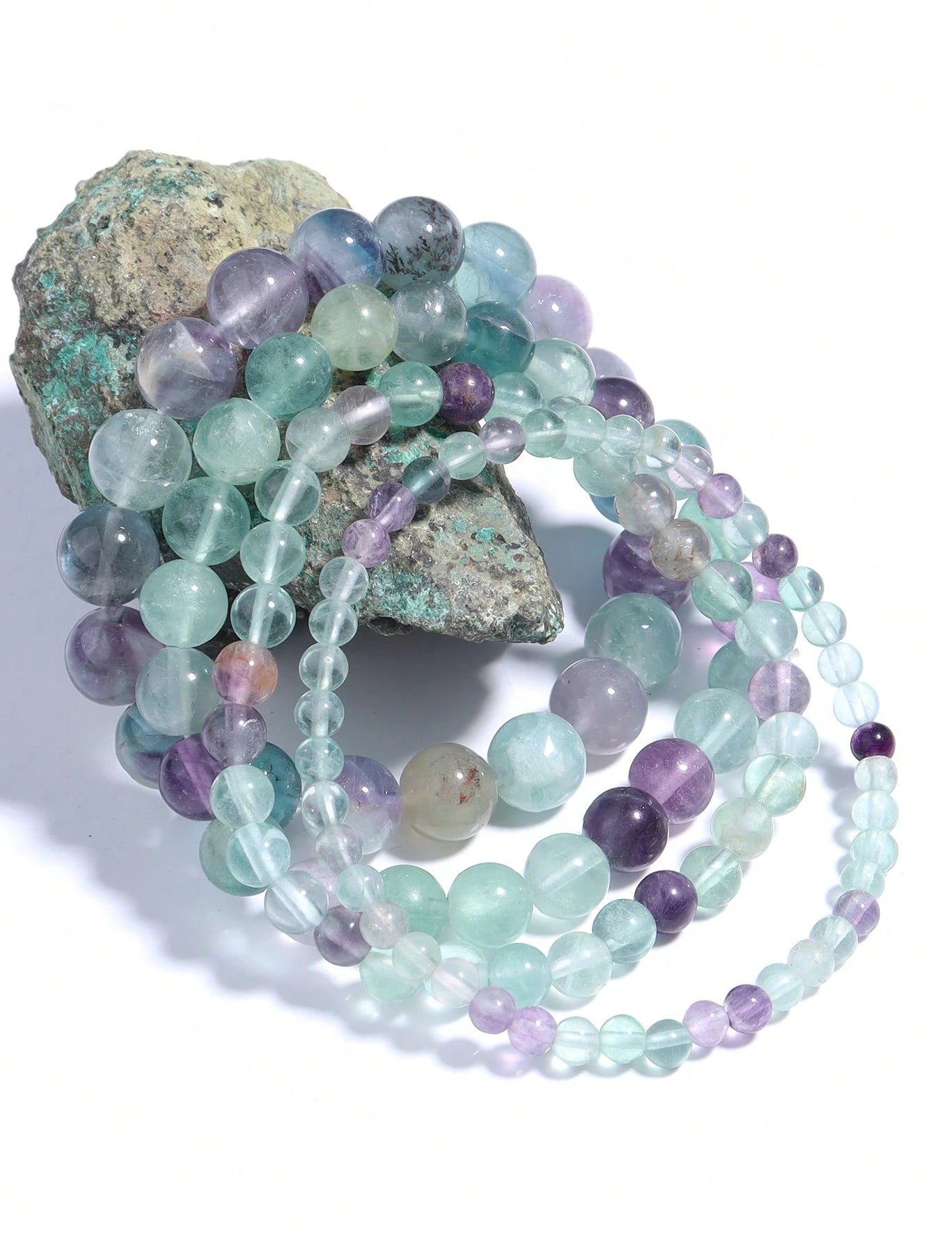 1pc Natural Stones Fluorite Healing Energy Bracelet Balance, Intuition, Calming & Protection, Yoga Meditation Spiritual Jewelry For Women Men