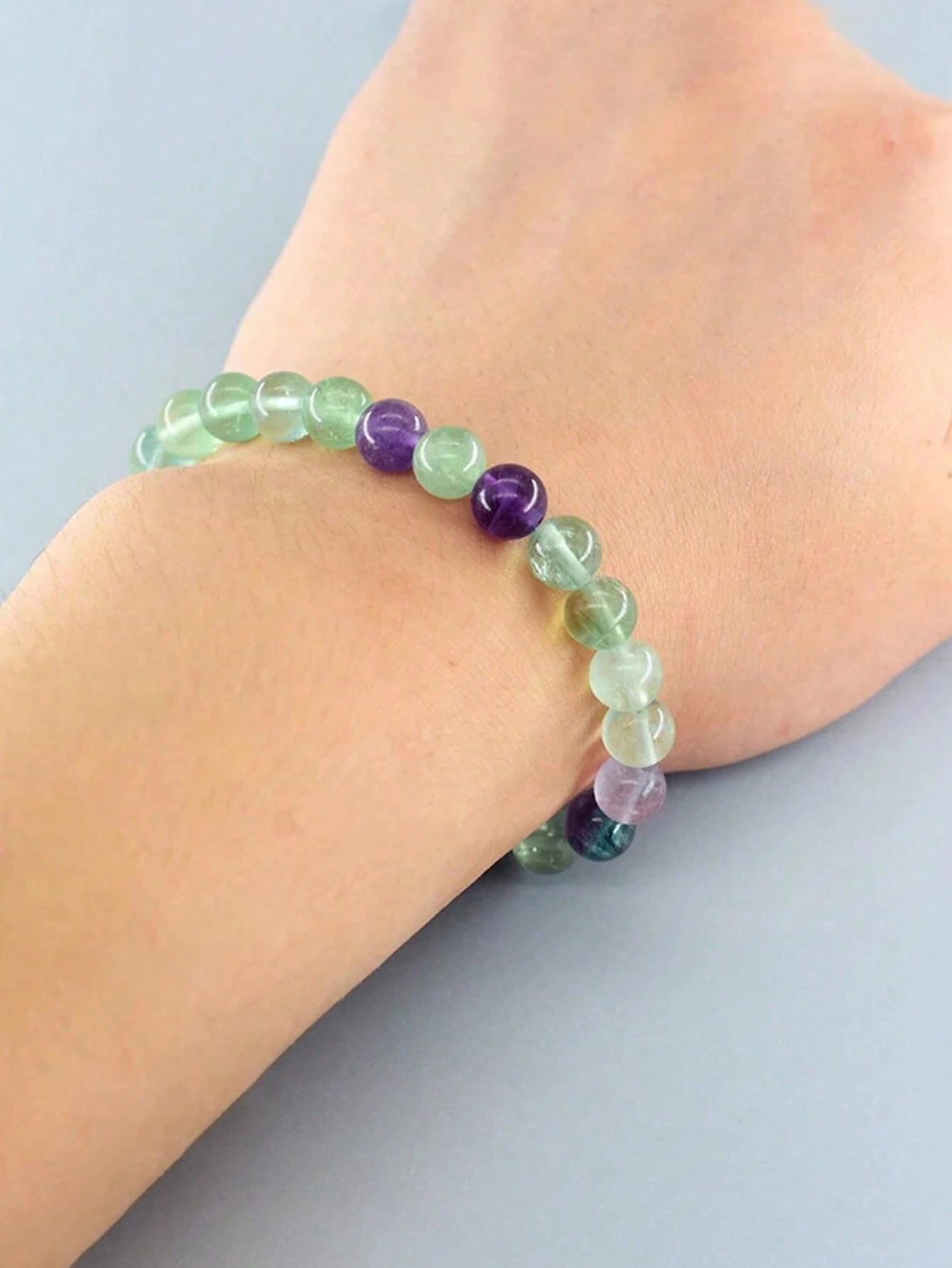1pc Natural Stones Fluorite Healing Energy Bracelet Balance, Intuition, Calming & Protection, Yoga Meditation Spiritual Jewelry For Women Men