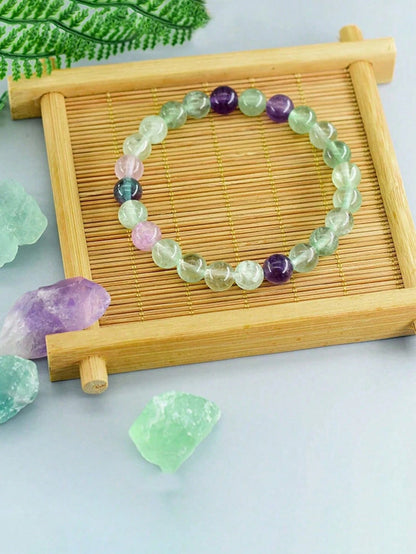 1pc Natural Stones Fluorite Healing Energy Bracelet Balance, Intuition, Calming & Protection, Yoga Meditation Spiritual Jewelry For Women Men