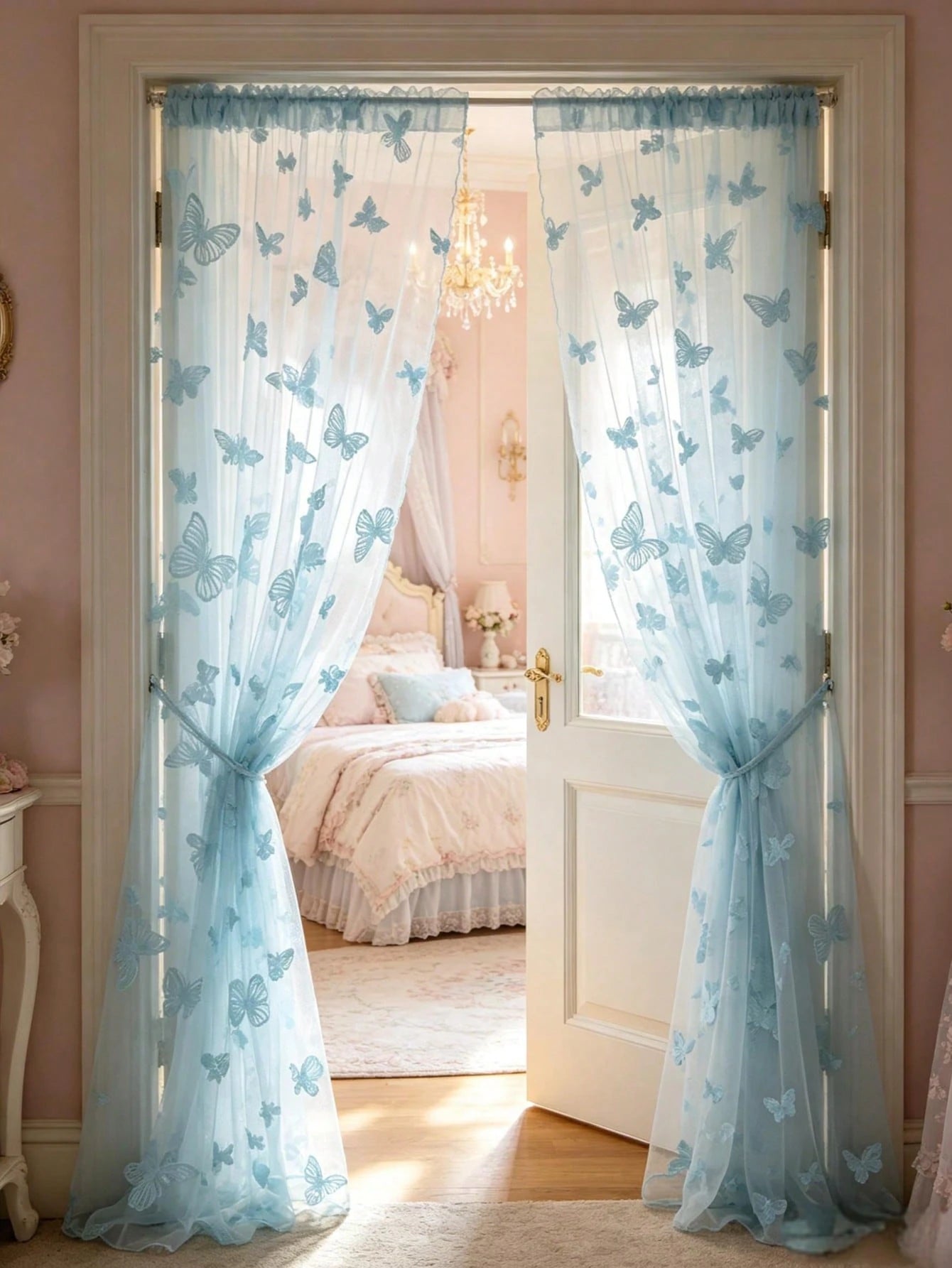 1pc Navy Blue Star Moon Sequin Door Curtain, DIY Fabric, DIY Mosquito Net Door Curtain, Baby Crib Curtain, Bedroom Door Curtain, Wall Decor Backdrop, Baby Room Decoration, Baby Shower Supplies, Bridal