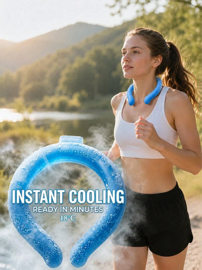 1pc Neutral Summer Cooling Neck Ring Ice Pack, Reusable Frozen Gel Cold Compress Wearable Ice Neck Collar, Portable Heat Dissipation Cooling Device, Suitable For Outdoor Sports, Camping, Beach, Commut