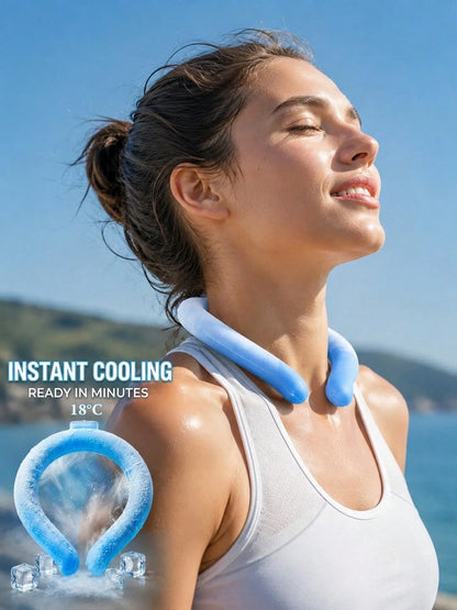 1pc Neutral Summer Cooling Neck Ring Ice Pack, Reusable Frozen Gel Cold Compress Wearable Ice Neck Collar, Portable Heat Dissipation Cooling Device, Suitable For Outdoor Sports, Camping, Beach, Commut