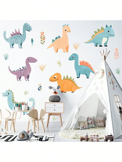 1pc New Cute Cartoon Dinosaur Sticker, Self-Adhesive Wall Decal For Kids Room And Kindergarten Decoration