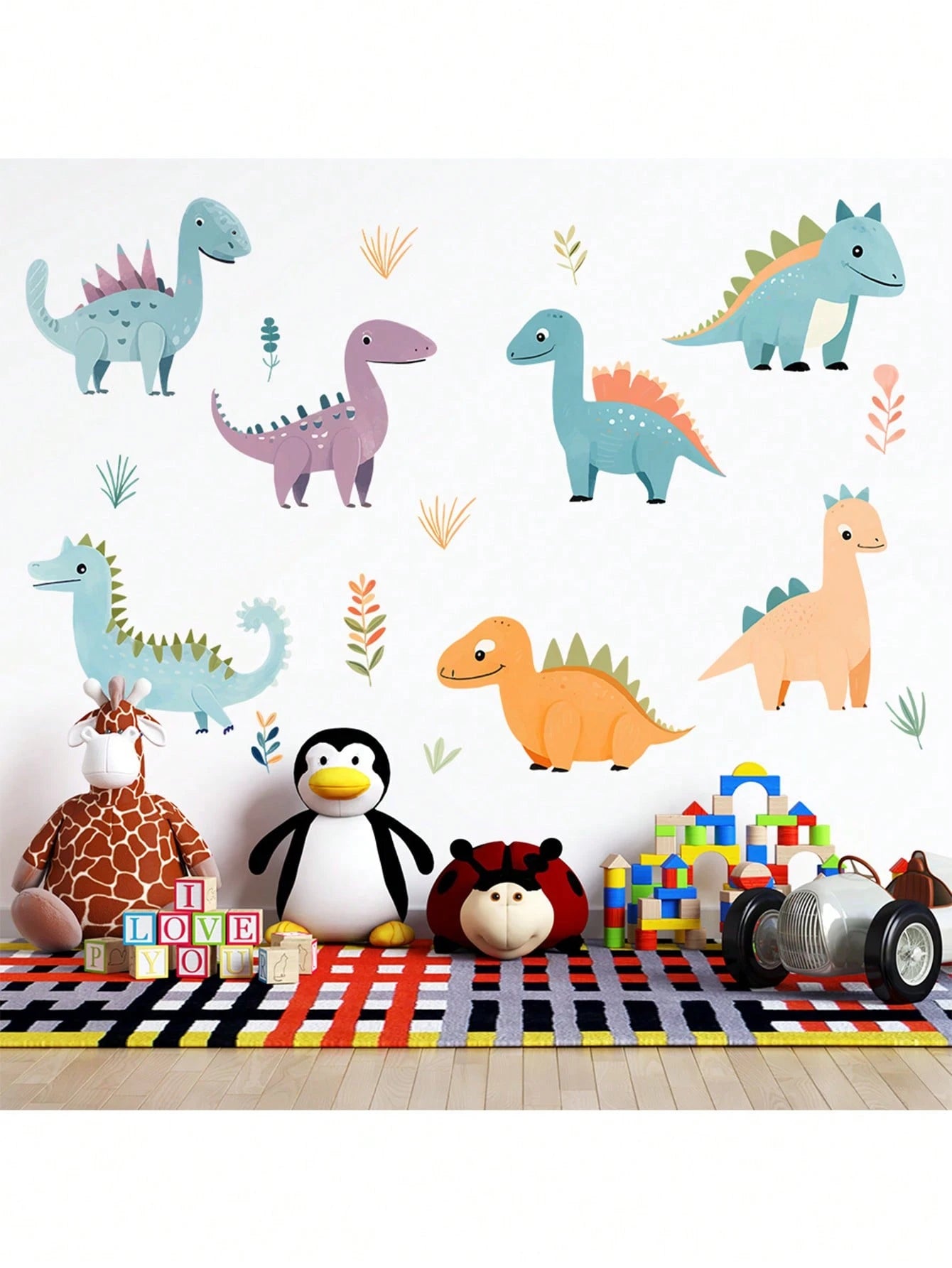 1pc New Cute Cartoon Dinosaur Sticker, Self-Adhesive Wall Decal For Kids Room And Kindergarten Decoration