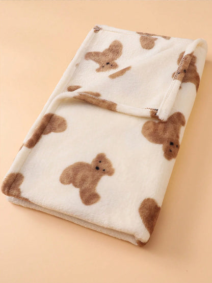 1pc Newborn Baby Blanket, Cute Cartoon Bear Plush Blanket, Infant Swaddle, Super Soft Warm Lightweight Breathable