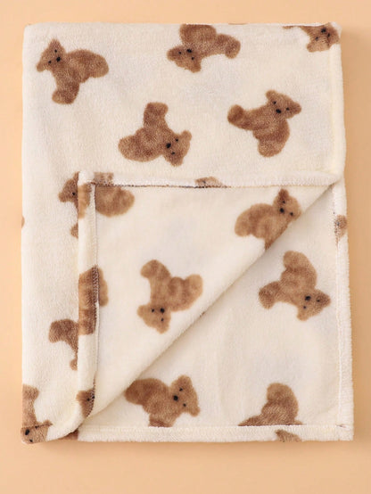 1pc Newborn Baby Blanket, Cute Cartoon Bear Plush Blanket, Infant Swaddle, Super Soft Warm Lightweight Breathable