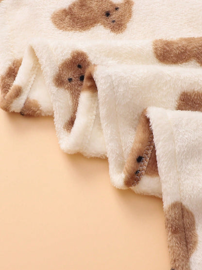 1pc Newborn Baby Blanket, Cute Cartoon Bear Plush Blanket, Infant Swaddle, Super Soft Warm Lightweight Breathable
