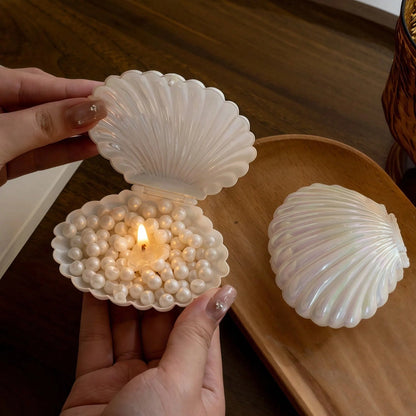 1pc Nordic Style Pearl Candle, Shell Pearl Wax, Shell Shaped Scented Candle, Photography Prop, Atmosphere Creation, Suitable For Home Decor, Holiday Decor, Luxury Decor, Family Gathering, Holiday Gift