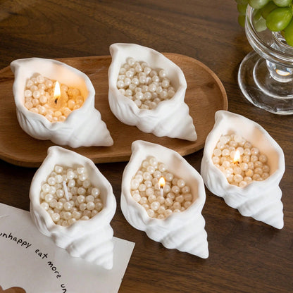1pc Nordic Style Pearl Candle, Shell Pearl Wax, Shell Shaped Scented Candle, Photography Prop, Atmosphere Creation, Suitable For Home Decor, Holiday Decor, Luxury Decor, Family Gathering, Holiday Gift