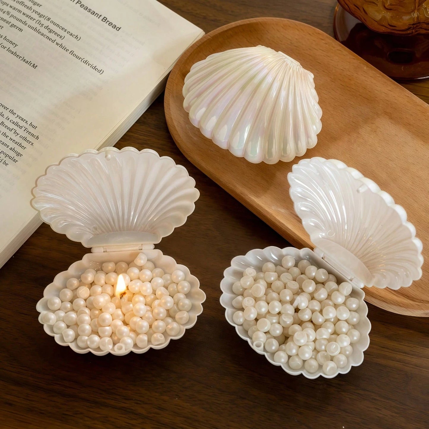 1pc Nordic Style Pearl Candle, Shell Pearl Wax, Shell Shaped Scented Candle, Photography Prop, Atmosphere Creation, Suitable For Home Decor, Holiday Decor, Luxury Decor, Family Gathering, Holiday Gift