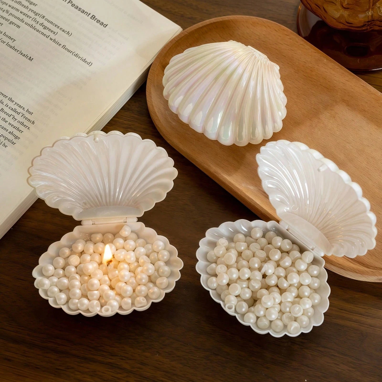 1pc Nordic Style Pearl Candle, Shell Pearl Wax, Shell Shaped Scented Candle, Photography Prop, Atmosphere Creation, Suitable For Home Decor, Holiday Decor, Luxury Decor, Family Gathering, Holiday Gift