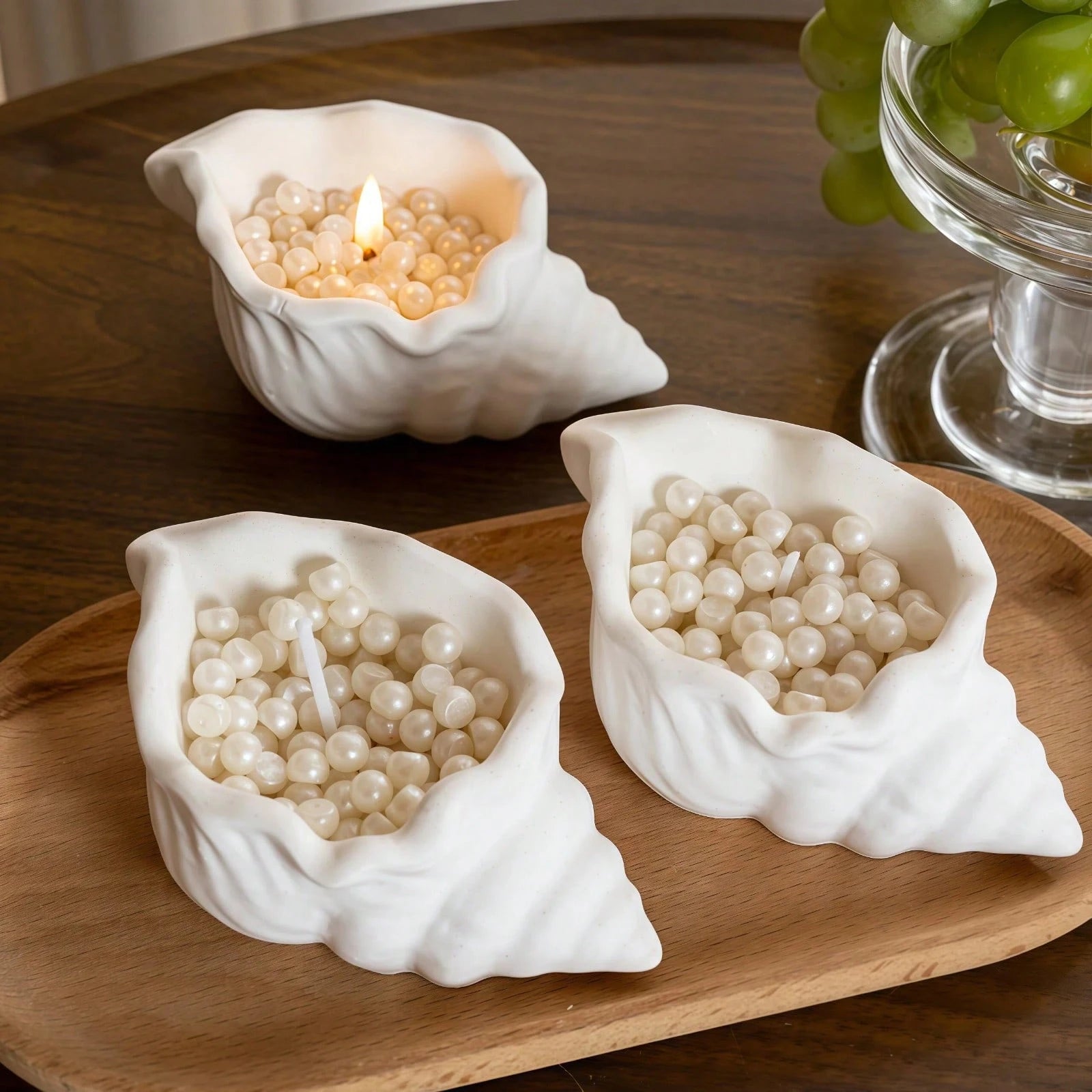 1pc Nordic Style Pearl Candle, Shell Pearl Wax, Shell Shaped Scented Candle, Photography Prop, Atmosphere Creation, Suitable For Home Decor, Holiday Decor, Luxury Decor, Family Gathering, Holiday Gift