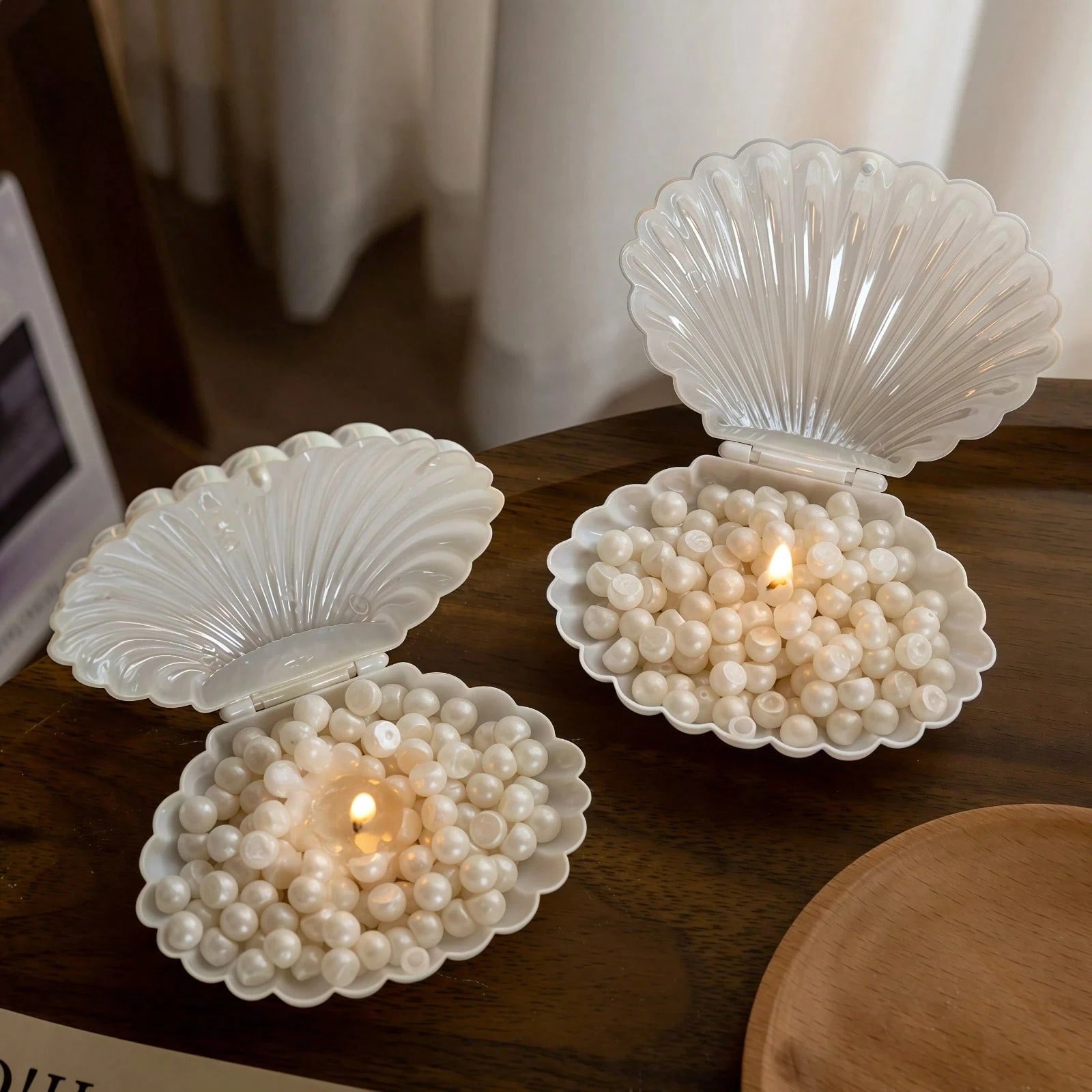 1pc Nordic Style Pearl Candle, Shell Pearl Wax, Shell Shaped Scented Candle, Photography Prop, Atmosphere Creation, Suitable For Home Decor, Holiday Decor, Luxury Decor, Family Gathering, Holiday Gift