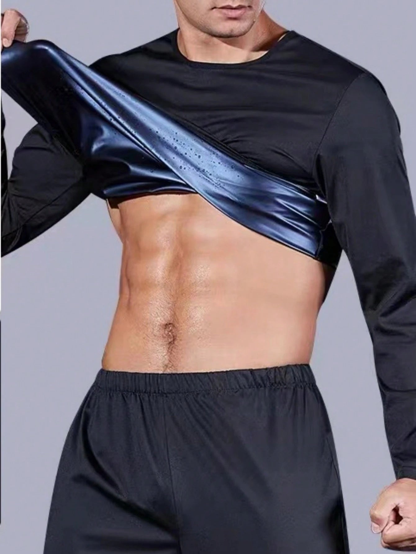 1pc Outdoor Fitness Cycling Running Long Sleeve Sweat Inducing Shaping Crew Neck Top, Lumbar Girdles Belly Slimming Corset Spring Sports Fall